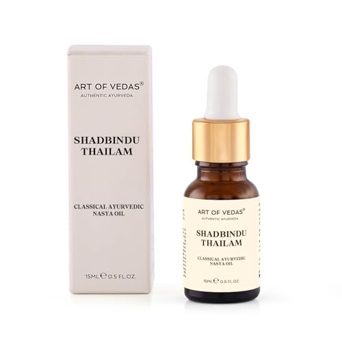 Art of Vedas Shadbindu Thailam - Aceite nasya 15 ml | Aceite nasal ayurvédico tradicional para rituales diarios de Nasya | Mezcla de aceites vegetales según Ayurveda | Cuidado, atención plena y fácil
