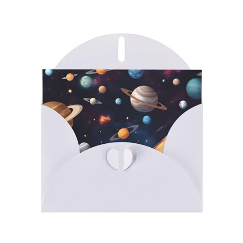 WHJSHOP Tarjeta de felicitación blanca con diseño del espacio exterior de galaxia del universo de 4 x 6 pulgadas para Navidad, cumpleaños infantiles, día de San Valentín, aniversarios de boda e