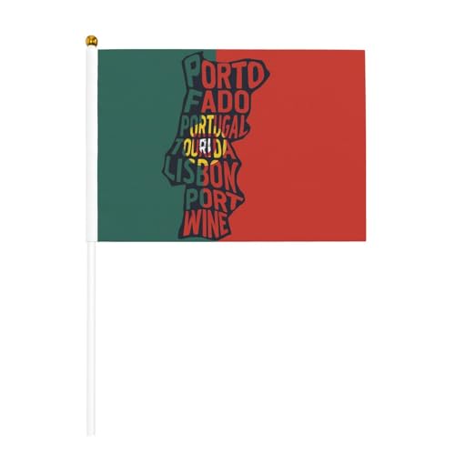 Paquete de 6 y 10 banderas de mano de ciudades portuguesas, bandera de mano en palo, para desfiles, fiestas, bares, cumpleaños