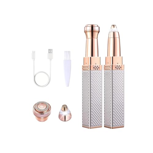 Image of Eyebrow Trimmer & Facial Hair Remover Pen for Women 2-in-1 Painless Razor for Eyebrows, Lips, Nose & Face with LED Light