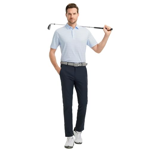 M MAELREG Golf Shirts for Men Short Sleeve Dry Fit Casual Striped Performance Moisture Wicking Collared Mens Polo Shirts3
