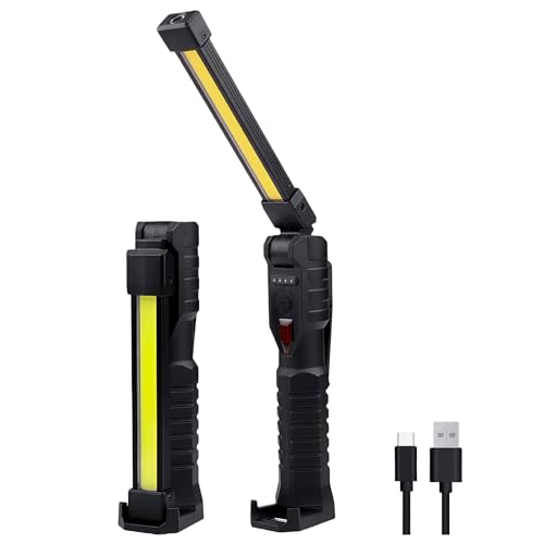 LIAISIMI LED lampe de travail,180 ° lampe de travail pliable avec aimant & crochet & pince,3 côté...