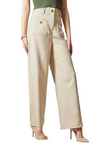 Image of LERIYA Fashion Trousers for Women - High Waist Korean Style Pants | Flared Formal Office Wear & Casual Parachute Cargo with Utility Pockets