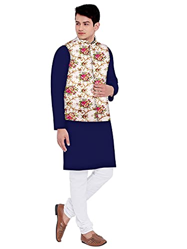 Image of Os mens kurta pyjama with nerhu jacket combination of baap-beta & father and son's | 100% cotton kurta pyjama | Nerhu jacket satin material