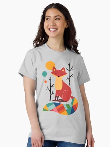 Cute Fox Illustration Rainbow Fox T-Shirt by Andy Westface - Cute Art, Forest Creature Gift, Graphic tee3