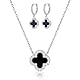 ROUGEMONT Kleeblatt Glücksbringer Schmuckset Kleeblatt Halskette +Kleeblatt Creolen Ohrhänger Trend Design Glücksbringer 925 Sterling Silber