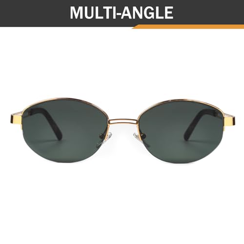 Retro Oval Metal Sunglasses for Men Women Trendy Nylon Lens Designer Half Frame Shades glasses3