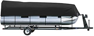 iCOVER Trailerable Pontoon Boat Cover, Heavy Duty Fits 17 to 20ft Long & Beam Width up to 102in Pontoon Boat with Storage Bag, Heavy-Duty Waterproof Stormproof, Fade-Resistant Polyester, Black