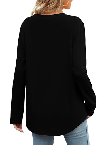 Image of Elesomo Womens Shirts Casual Crew Neck Short /Long Sleeve Tunic Tops Tees