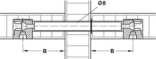 Häfele Minifix Double Bolt with Circlip Bolt Bore 8 mm Centre Wall Connector (4, W16/B24)
