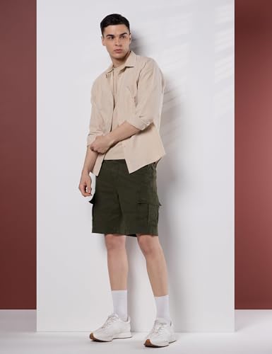 Image of Symbol Premium Men's Relaxed Fit Washed Cargo Shorts - Regular Fit | Pure Cotton (Available in Plus Sizes)