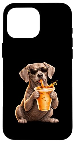 �ʔ���Wiemaraner���A�C�X�R�[�q�[���D�ƃf�U�C�� �X�}�z�P�[�X iPhone 16 Pro Max �p