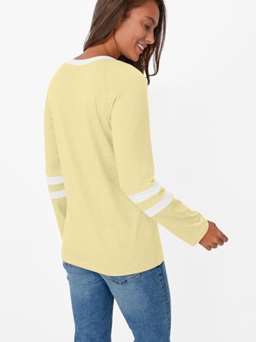 Image of AUTOMET Womens Color Block Long Sleeve Shirts Oversized Crewneck Casual Top