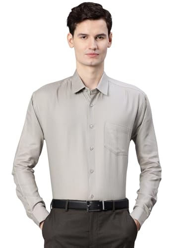 Image of Majestic Man Men's Solid Cotton Blend Textured Wrinkle-Resistant Slim Fit Easy Iron Formal Shirt