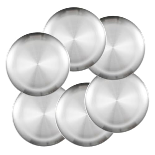 KICHOUSE Reusable Stainless Steel Plates 6-piece Round Dinnerware Versatile for Camping Bbq Snack Dinner Dishwasher Safe