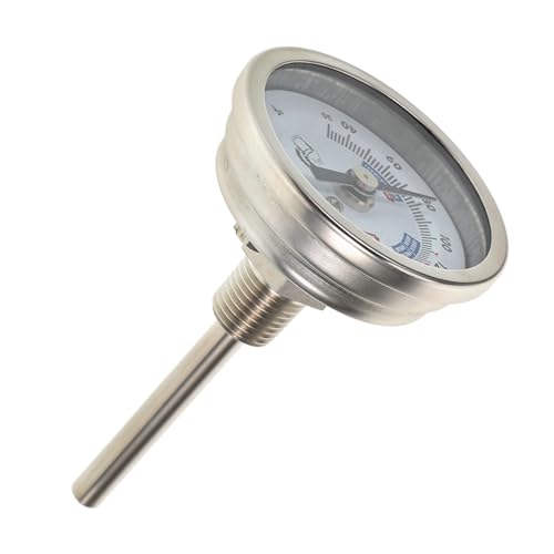 PLAFOPE Termómetro Para Vino Acero Inoxidable 2 Pulgadas Escala Clara Bimetálico Roscado Ajuste Seguro Para Elaboración Casera De Cerveza y Vinificación Profesional