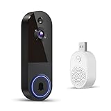 FameVibe 1080P Wireless Video Doorbell Camera, AI Human Detection, Night Vision, 2-Way Audio, Battery Powered, Cloud Storage, 2.4G WiFi, Indoor Outdoor Surveillance (Black)