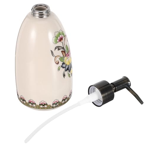 Hoement Keramik Seifenspender mit Vintage Design Nachfüllbarer Flüssigseifen Spender für Küche Bad Ergonomischer Handpumpen Behälter für Waschmittel Duschgel Handseife Amerikanischer Stil