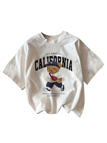 Men's Graphic Letter Print Tees Crewneck Short Sleeve Baggy Drop Shoulder Vintage T Shirts Streetwear