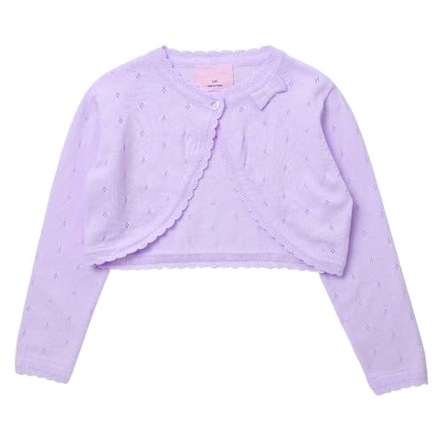 YEAHDOR Kids Girls Knit Cardigan Sweater One Button Closure Flower Girl Long Sleeve Warm Bolero Shrug3
