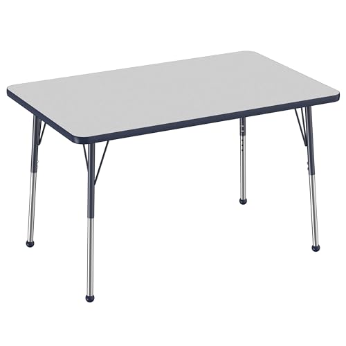 FDP 30" x 48" Rectangle Table with Ball Glide Legs - Gray/Navy, 10020-GYNV