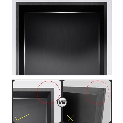 Duschablage aus Edelstahl, wasserdicht, zur Wandmontage, Einbauregal: LED-Duschablage, Edelstahl-Badezimmerregal zum Einbau, keine Fliesen erforderlich, große Kapazität, Wandregal für Toilet