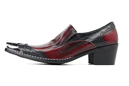 Santimon Mens Loafers Silp On Casual Dress Shoes Genunie Leather Metal Wingtip Toe Penny Loafer Fashion Prom Wedding Tuxedo Disco Ballroom Western Cowboy Shoes for Men2