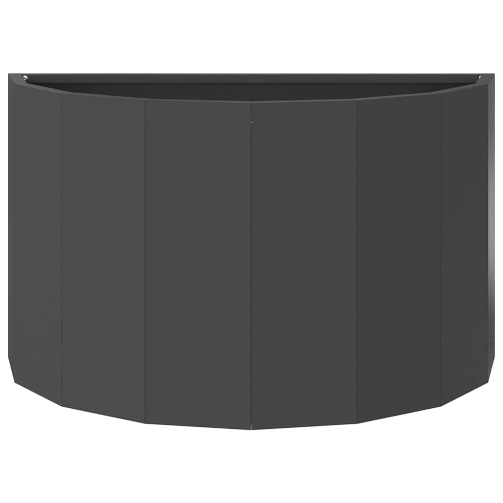 Pflanzkübel Schwarz 60 x 30 x 35 cm, Halbrunder Gartenpflanzer aus Stahl für Außenbereich, Modernes Metall Pflanzgefäß für Garten, Terrasse und Balkon, Stabiles Blumenbeet