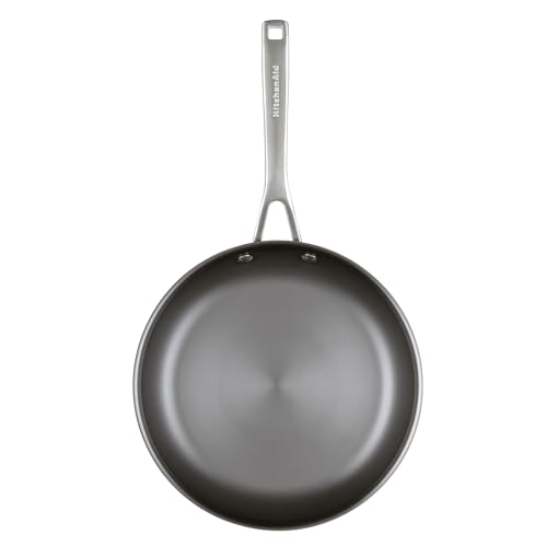 Image of KitchenAid NITRO Carbon Steel Frying Pan /Skillet, Stainless Steel Handle, Compatible with All Cooktops, 10 Inch Open Fry Pan - Black