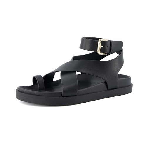 CUSHIONAIRE Entry Womens Ankle Wrap Molded Footbed Sandal with Adjustable Strap | Non-Slip Outsole | Womens Platform Sandals | Comfortable Summer Shoes | Wide Widths Available