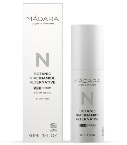 MÁDARA Organic Skincare Botanic Niacinamide Alternativa 5 en 1 Serum, 30 ml, una alternativa natural de niacinamida, tiene un efecto refinador, aclarador y equilibrante
