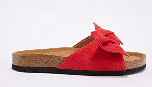 Image of FISACE Womens Bow Flat Sandals Flip Flops Slide Sandals Summer Beach Shoes