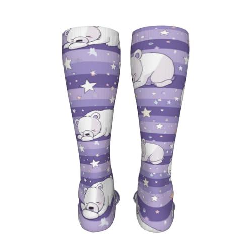 Bears Sleep Stars Compression Socks for Kids Boys Girls, Knee High Soccer Socks Long Tube Funny Gifts for Running Sports Travel 19.8in4