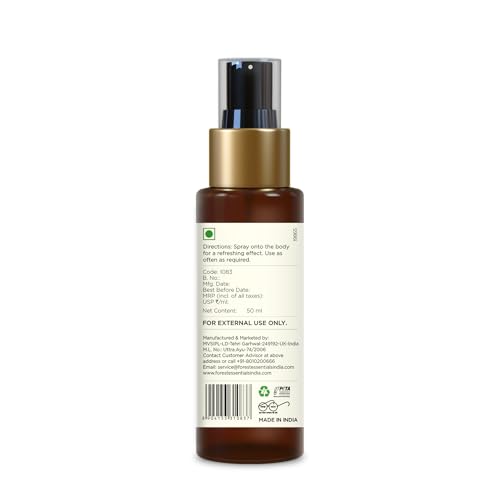 Forest Essentials Fragrant Body Mist Rose & Cardamom | Aloe Vera juice infused Perfume Spray to keep Skin Scented & Hydrated Through the Day