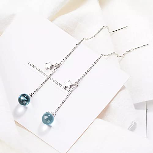 Boucles d'oreilles étoile et planète bleue en argent, le cadeau idéal - 3