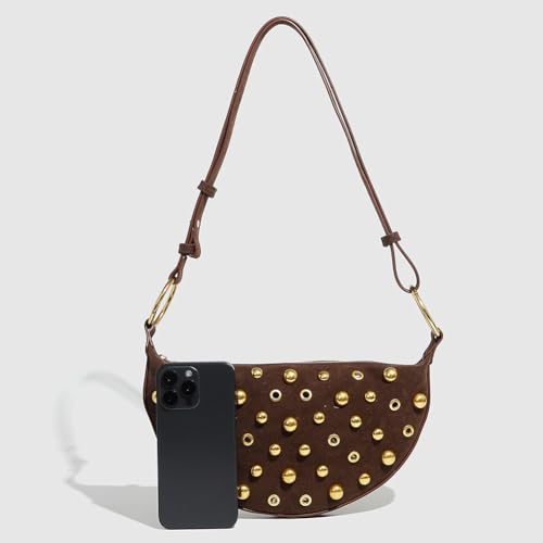 Shoulder Bag for Women,Studded Purse Vegan Leather Crossbody Bag Black Shoulder Bag Vintage Trendy Handbag Satchel3
