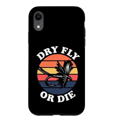 Fly Fishing Dry Fly Or Die Retro Sunset Angler Design �X�}�z�P�[�X iPhone XR �p