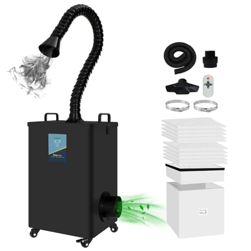 FumeClear FC-2002A Laser Fume Extractor for 260mยณ/h Strong Suction, Low-Noise with 12 Filters Solder Fume Extractor for S1, D1 Pro 10W to 20W Laser Engraver Soldering Smoke Extractor