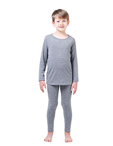 Modal Cotton Thermal Long Underwear Set Breathing Base Layer Long John Pajama for Boy Girl Toddler (2~3 Year, Gray),7