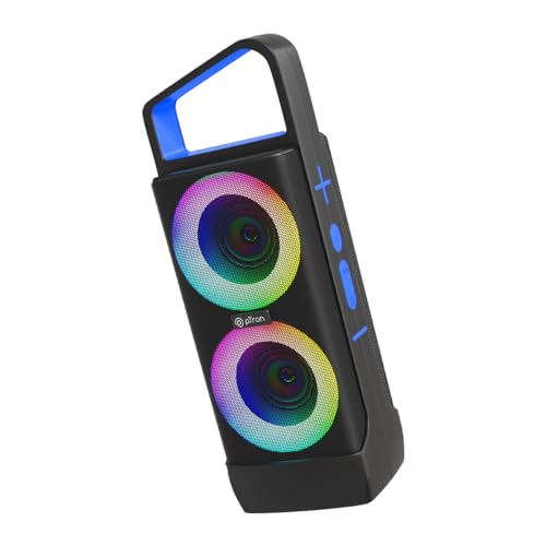 Image of pTron Fusion Saga 20W Bluetooth Speaker with Punchy Stereo Sound, RGB Lights, Metal Grills, 8H Playtime, TWS Feature & Multi-Compatibility Modes-BT5.1 /Aux /TF Card /USB (Black & Blue)