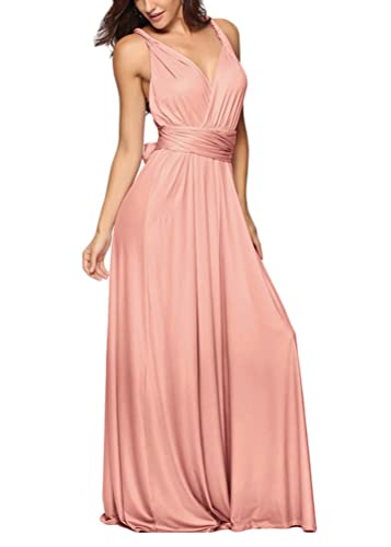 shownicer Damen Elgant Lange Abendkleider Multiway Brautjungfernkleid Wickelkleid V-Ausschnitt Cocktailkleid Bodenlang Partykleid Rückenfrei...