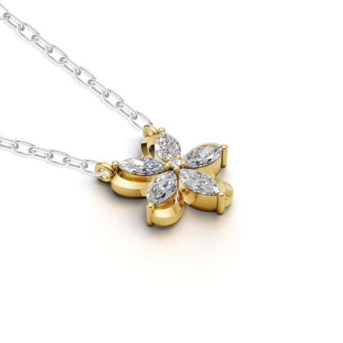 Image of Zarkan Jewellery 925 Silver Hallmark Silver Gold Plated Camellia Flower Necklace
