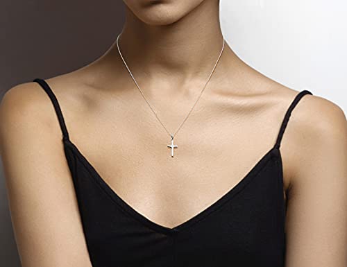 Miabella Italian 925 Sterling Silver or 18K Gold Plated Small Cross Pendant Necklace for Women on 18 Inch Chain, Made in Italy3
