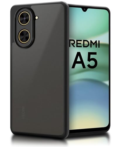 Image of WOW IMAGINE Translucent Hybrid Back Case Cover for Redmi A5 | Poco C71 Smoked Matte Back | Shock Proof 360 Degree Protection | Protective Hard Case - Matte Black