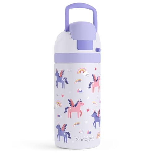 Image of Unicorn Kids Insulated Stainless Steel Water Bottle 16 Oz, Travel Tumbler for School, Sports for Girls, Birthday, Back To School