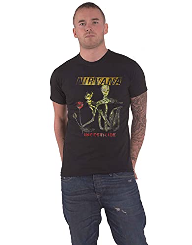 T-shirt Nirvana Incesticide pour homme en coton noir avec logo du groupe de rock