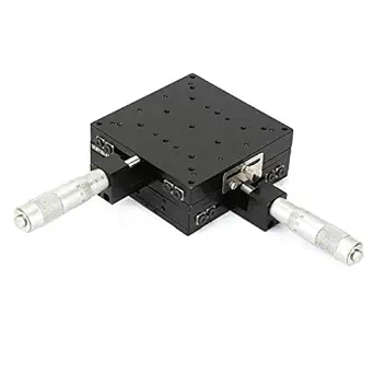 XY Linear Stage, Keenso SEMY100-AC Micrometer Manual Precision Linear Translation Stage Displacement Trimming Bearing Sliding Table Cross Roller Guide XY Axis 100x100x40mm Platform Size