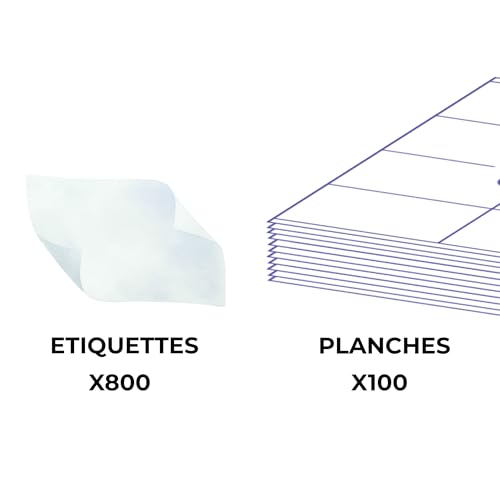 Europe 100 Étiquettes Autocollantes Blanches Personnalisables 105 x 70 mm - 800 Pièces - Impression Laser, Jet d'Encre et Copieur – vue 4