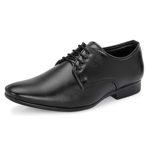 Men's Classic Oxford Dress Shoes, Black Leather, Lace-up Design