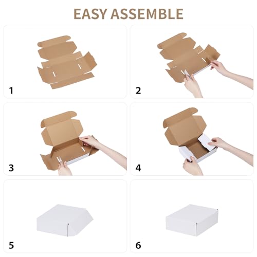 Image of RLAVBL 10 Pack 7x5x2 Small Shipping Boxes, White Corrugated Cardboard Box for Packing, Mailing, Business